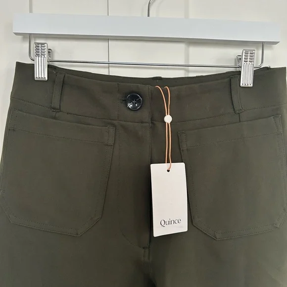 Quince Ultra Stretch Ponte Cropped Wide Leg 24” Olive Pants SZ 8 NWT - Picture 3 of 8